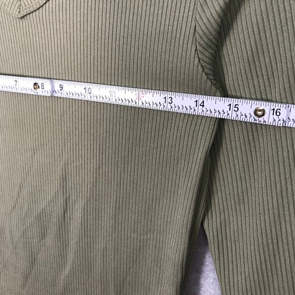 Olivia Rae Top Womens Small Green Crop Ribbed Shirt Basic Minimal‎ Y2K Yoga - Picture 6 of 7
